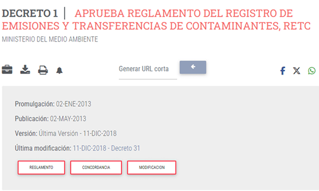 Decreto 1 - Aprueba reglamento del registro de emisiones y transferencias de contaminantes, RETC